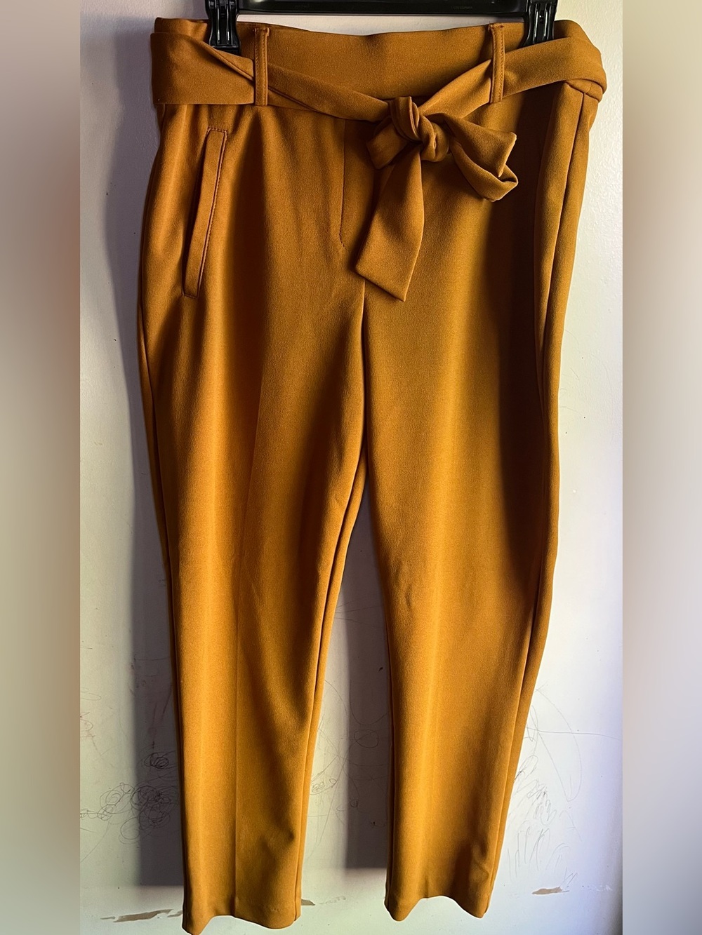 Jules & Leopold Mustard Tie-Belt Tapered Trousers